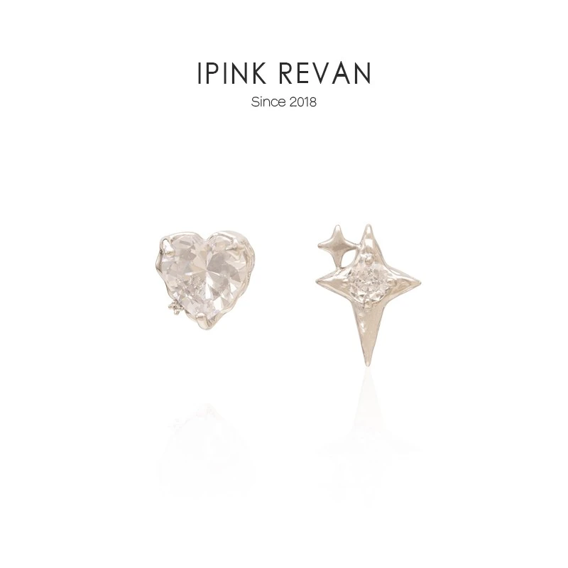 合金合成锆石耳饰 夏日清冷感爱心芒星耳钉简约ins风耳环气质耳夹