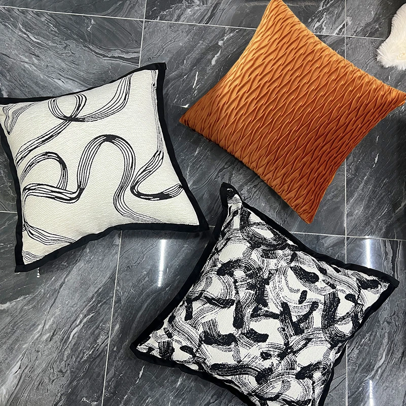 【致悦橘意】轻奢时尚简约客厅沙发抱枕含芯高精密雪尼尔卧室靠垫枕