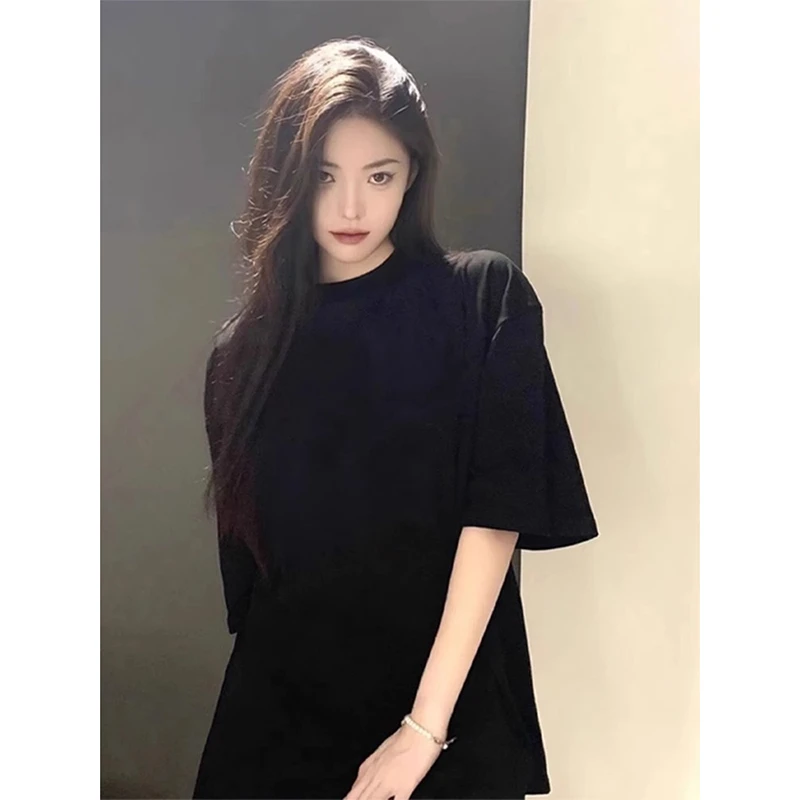 美式高克重磅黑色t恤男夏季cleanfit短袖高级感内搭基础简约半袖