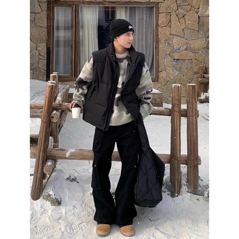 黑色cleanfit棉服马甲男款冬季外穿无袖外套立领叠穿美式休闲背心