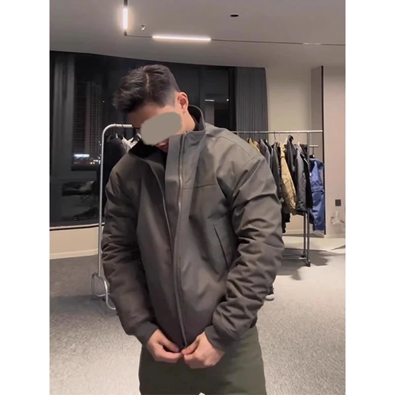 美式复古立领教练夹克外套男秋冬款黑色棒球服cleanfit飞行员棉服