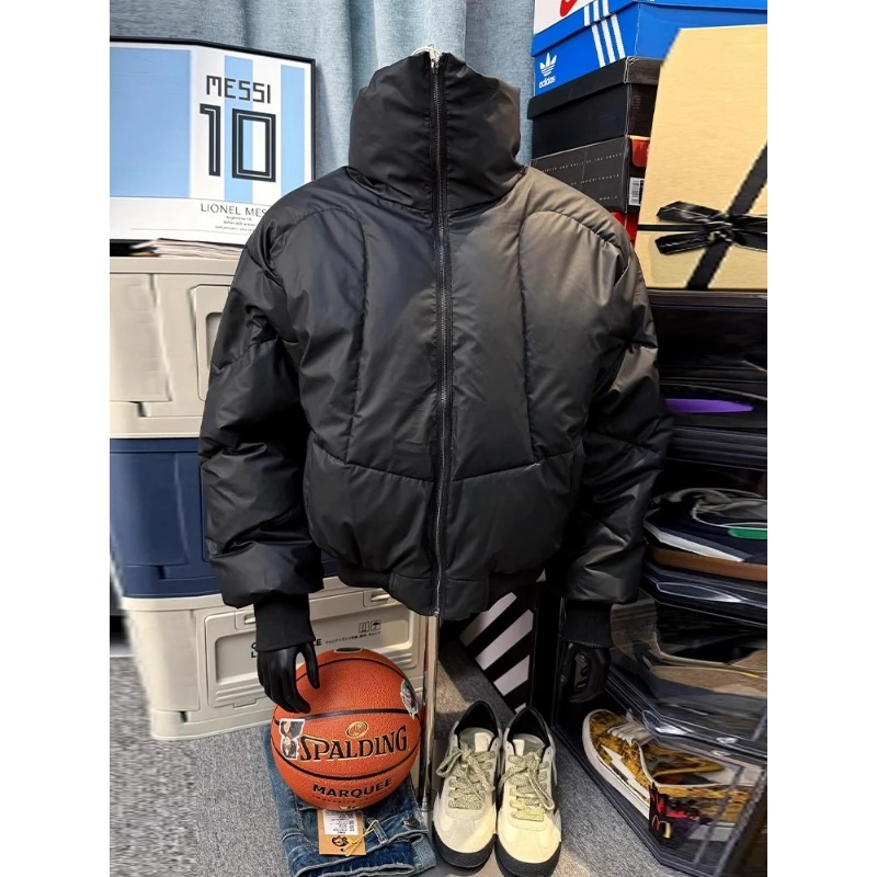 黑色美式立领高街棉服男冬季cleanfit高级感痞帅炸街保暖加厚棉衣