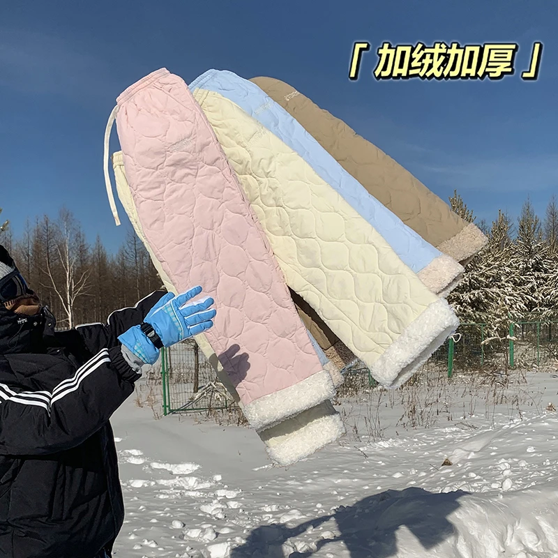 美式重磅葫芦纹防寒保暖棉裤男款秋冬季户外加厚裤子情侣滑雪长裤