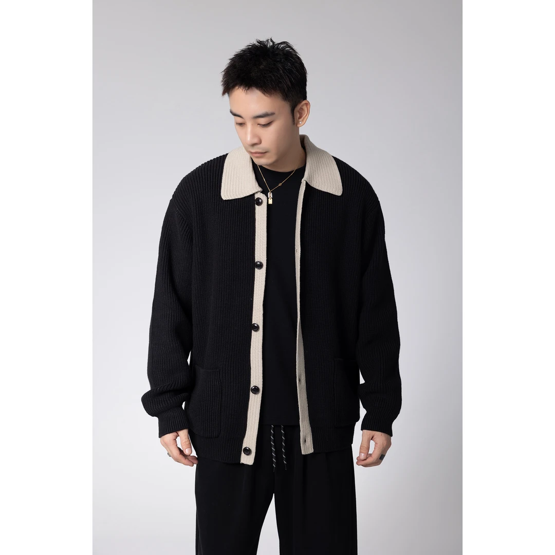 ZHUZIWEN  秋冬新品针织外套慵懒宽松休闲翻领毛衣开衫