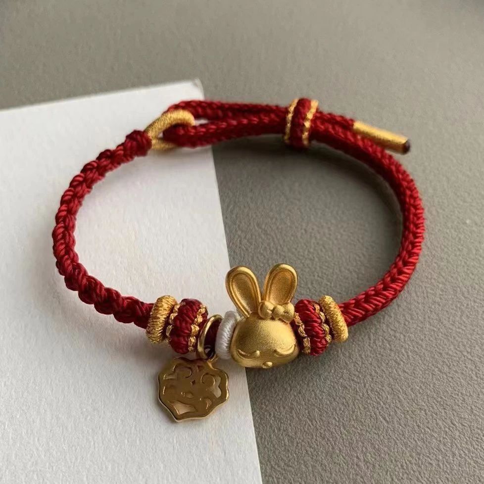 非金属手链 纯手工编织红绳手链桃花结手绳可穿搭配饰DIY礼物手绳