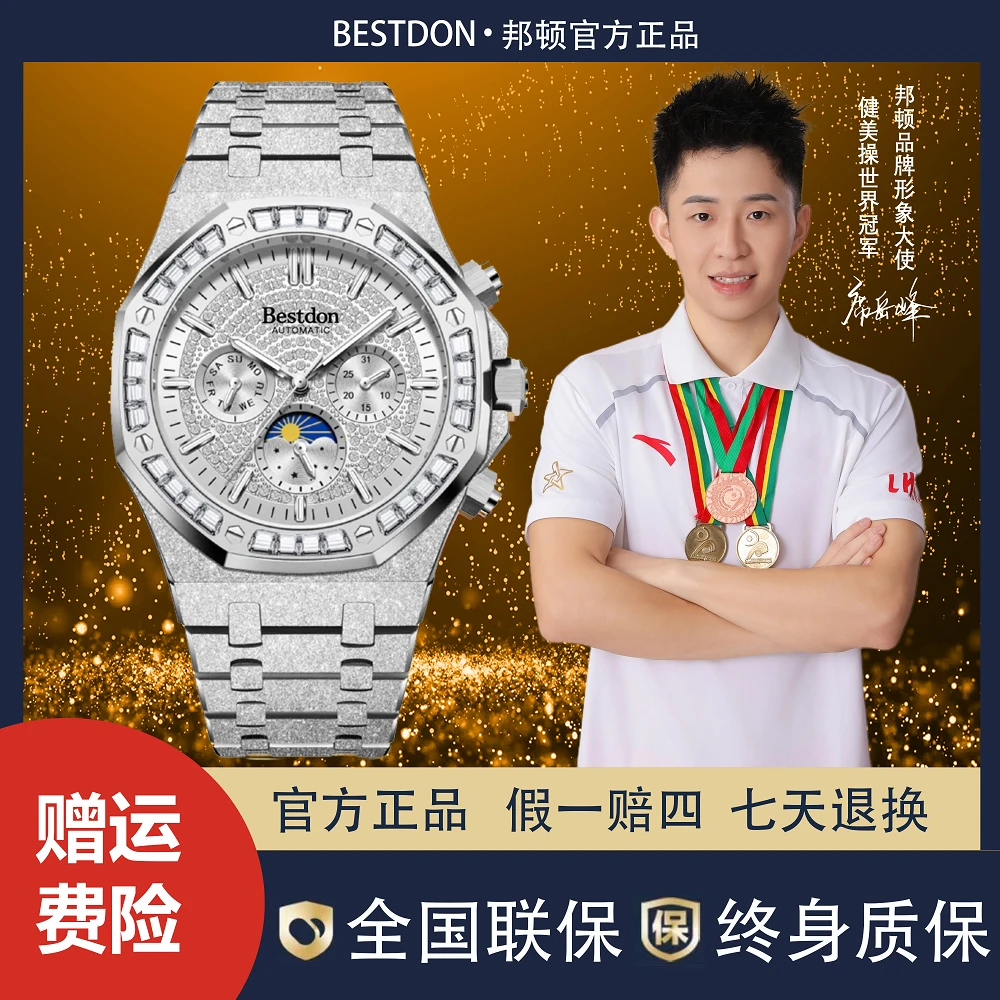 【专柜直发】Bestdon/邦顿 冰霜满天星 男士全自动机械表名表-1