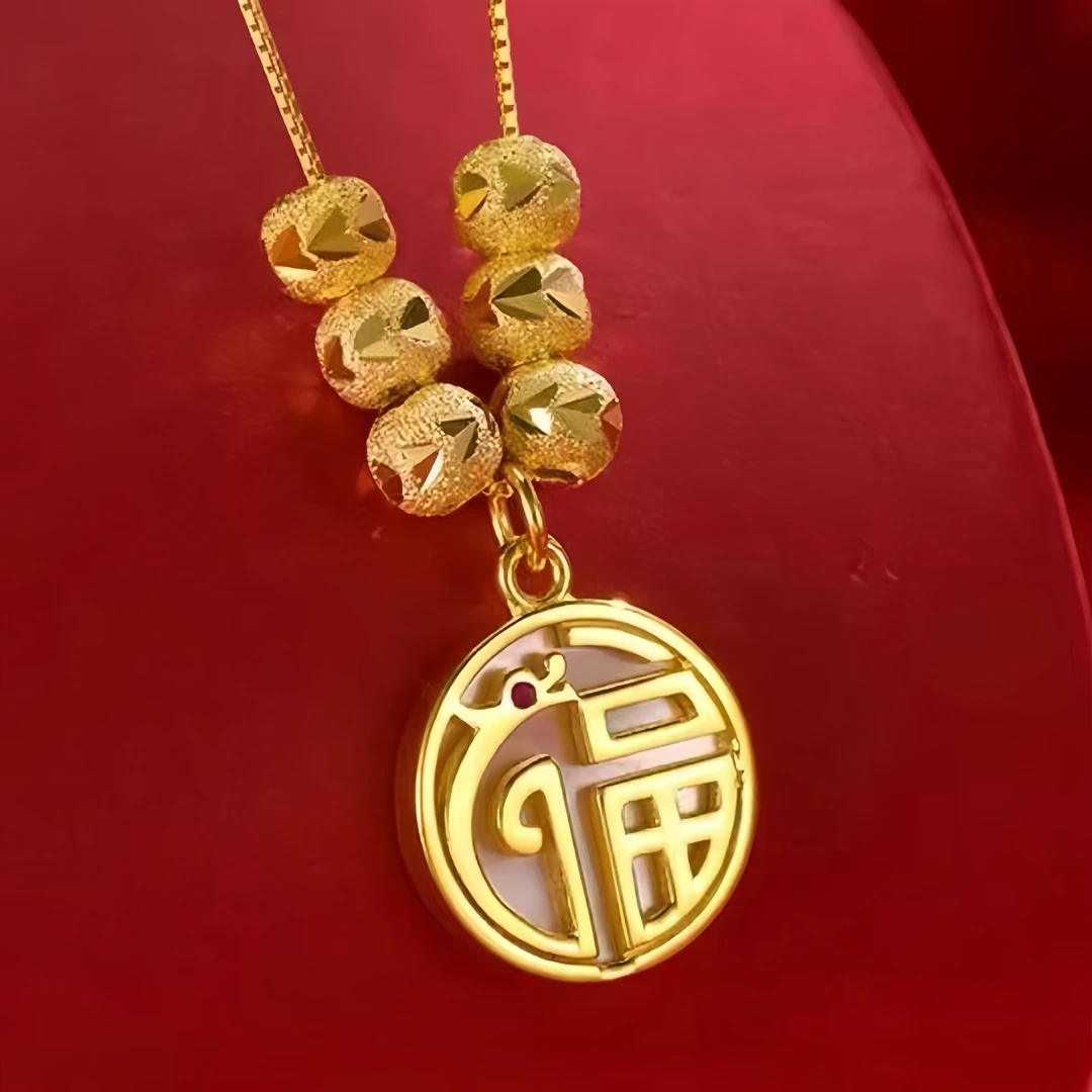 钛钢项链 龙福当头项链女国潮轻奢高级感本命年龙年福字牌锁骨链