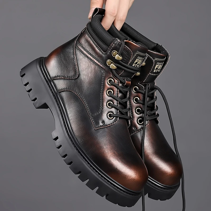 马丁靴真皮英伦风复古机车靴冬季保暖加绒棉靴潮流时尚百搭工装靴