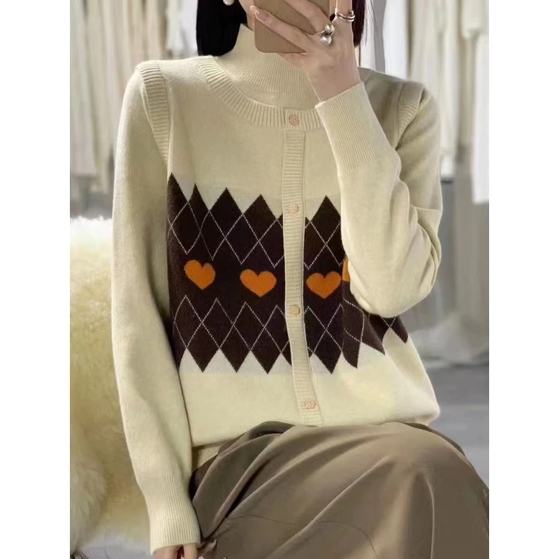 《大悦家》-显瘦假两件小香风加厚半高领小毛衫打底针织衫DZ880M989