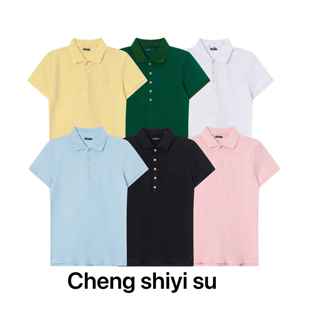 chengshiyisu小马仔刺绣女装休闲夏纯色翻领短袖体恤