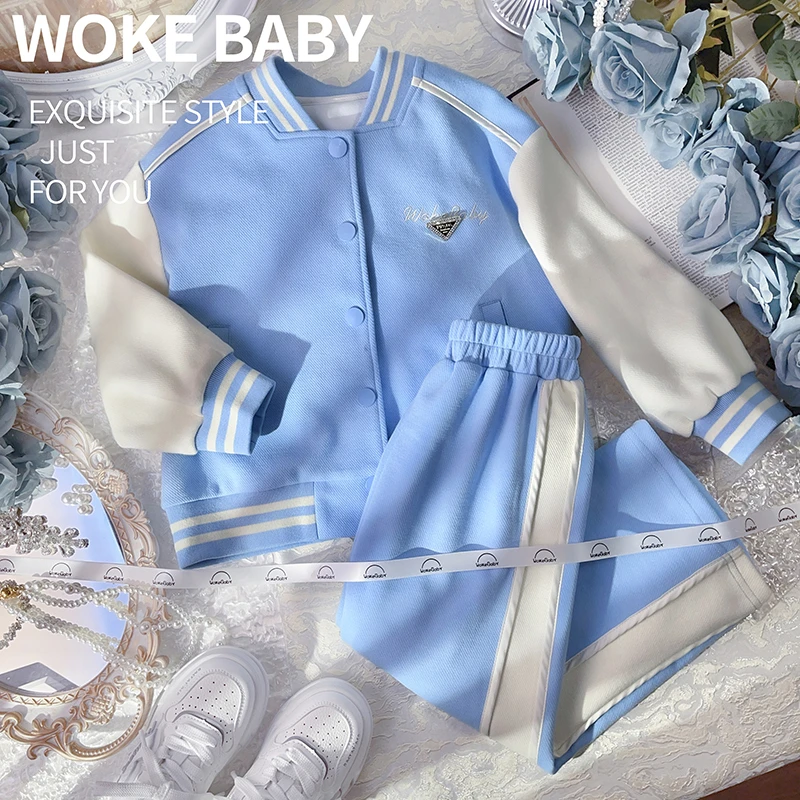 儿童百搭春季洋气运动裤女童学院风休闲裤子 V8039