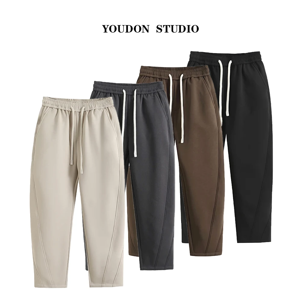 秋季新款弯刀香蕉宽松百搭松紧腰直筒潮流潮牌男士休闲裤长裤1216