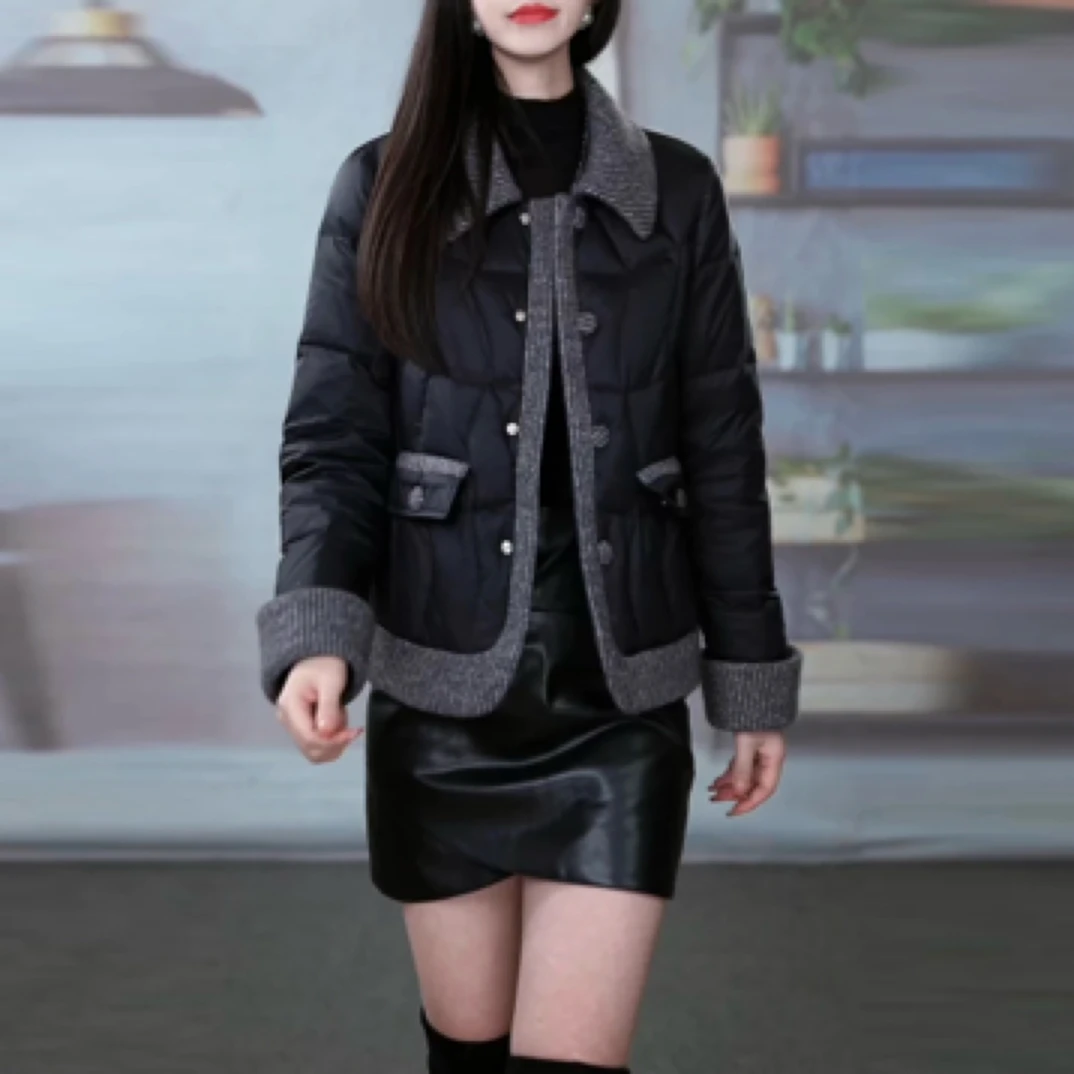 ❺新款时尚轻奢气质显瘦翻领百搭保暖羽绒服