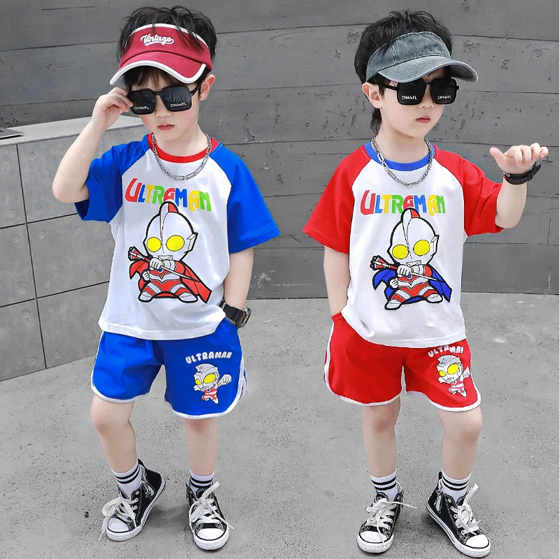 2024夏款儿童奥特曼运动套装后背恐龙尾巴洋气薄款短袖套装