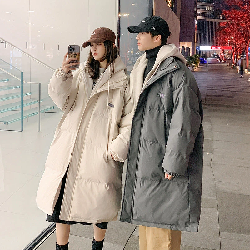 中长款棉服男过膝加厚情侣冬装外套男士棉衣冬季假两件宽松棉袄潮