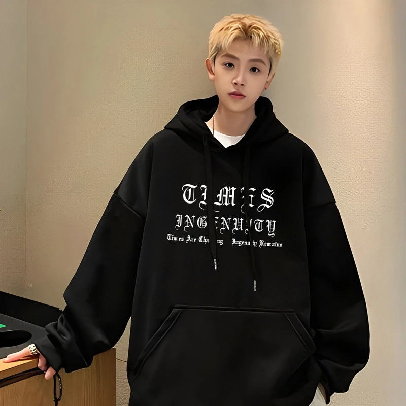 潮男卫衣秋冬季美式棉质重磅潮牌高街痞帅宽松休闲加绒外套