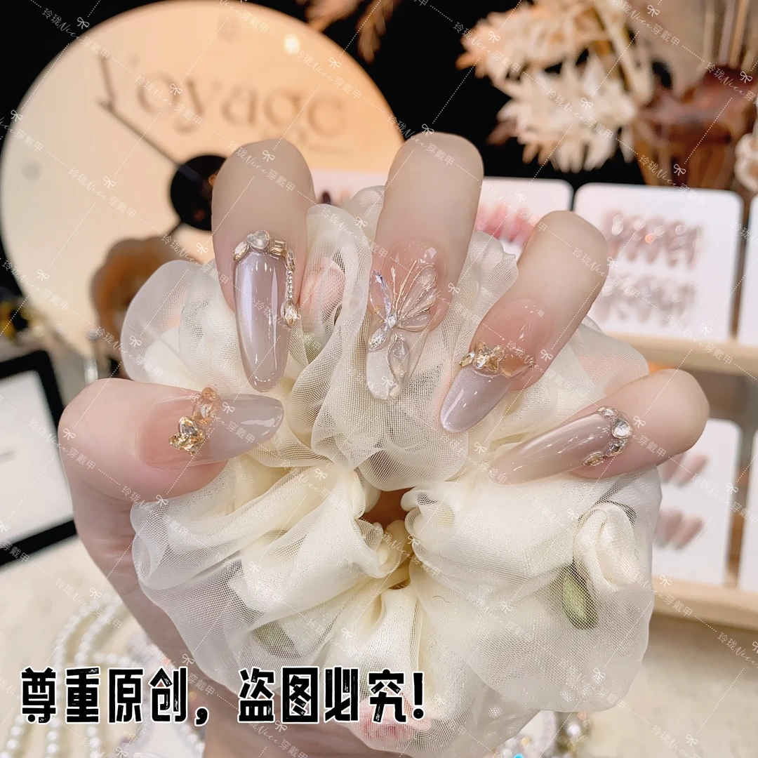 【枯叶蝶】猫眼蝴蝶光疗美甲显白穿戴甲百搭款
