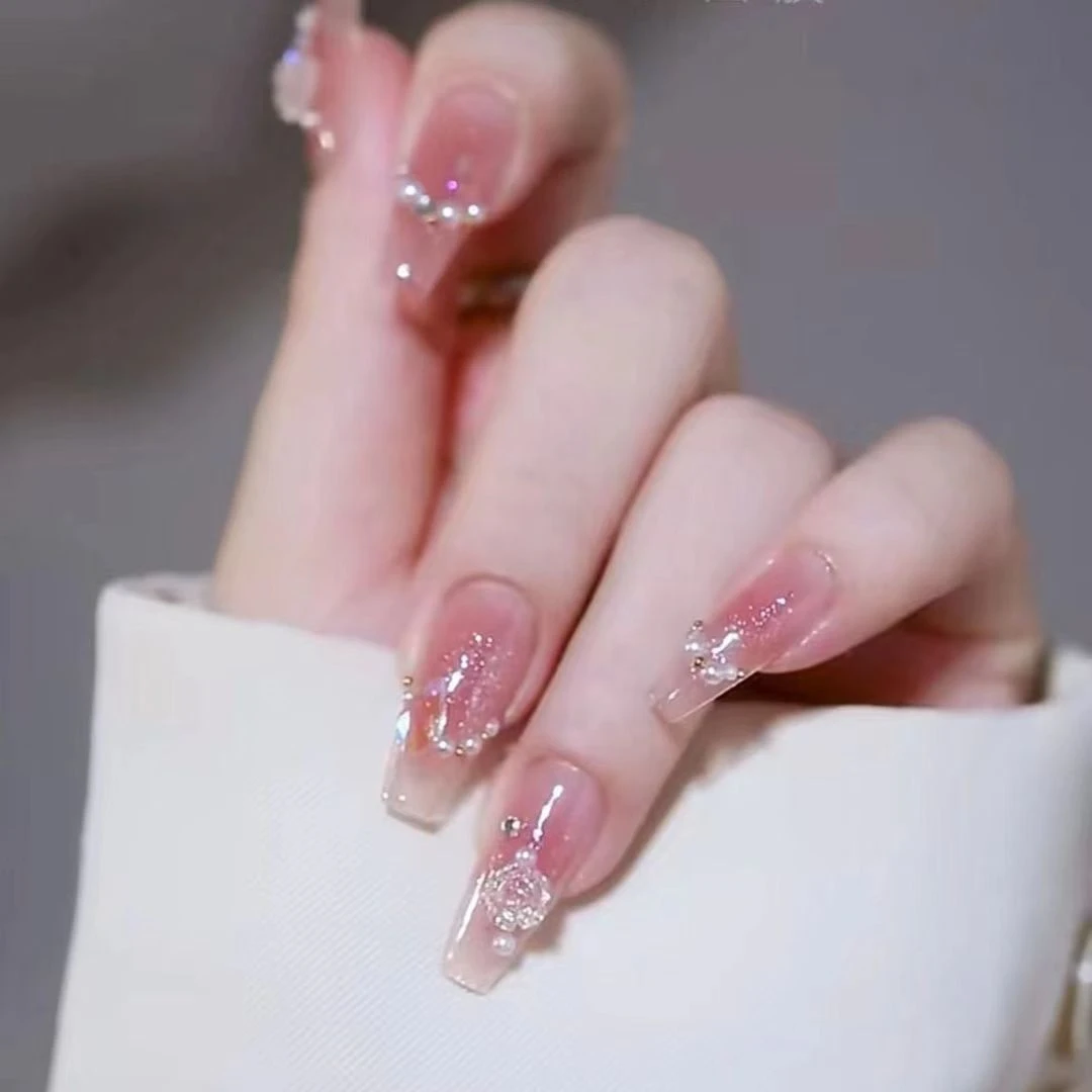 【纯欲山茶花】纯手工穿戴甲美甲贴片可拆卸指甲贴片免烤防水封层