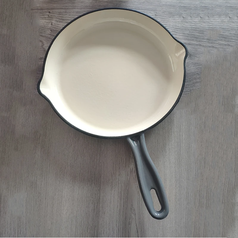 【出口品质】铸铁进口平底煎锅珐琅设计煎鸡翅牛排锅电磁炉燃气灶