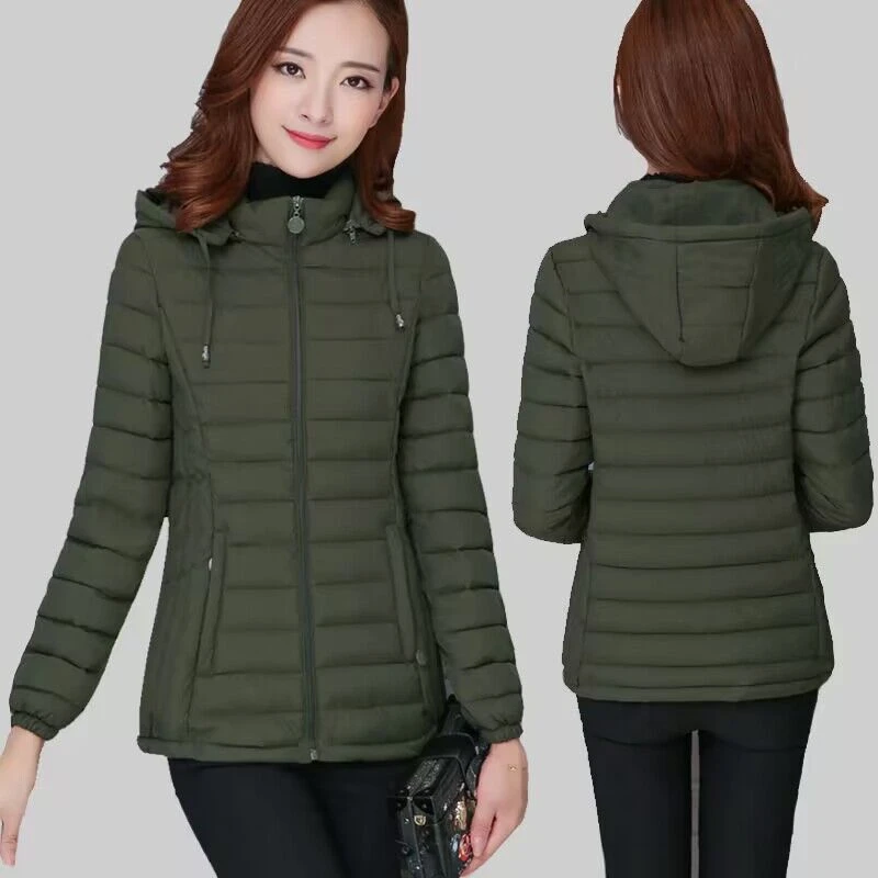 秋冬棉衣女短款修身显瘦连帽新款棉袄中老年妈妈装棉服保暖外套