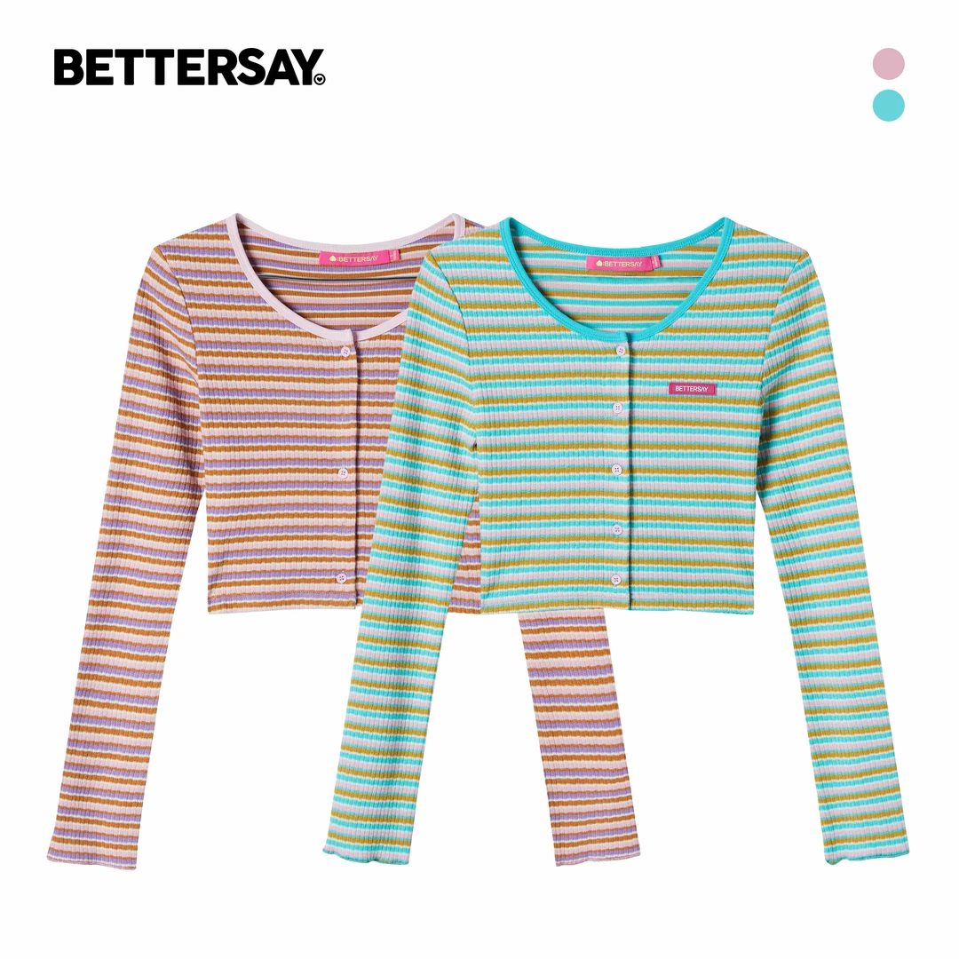 【马琦尧专属】BETTERSAY 纽扣开衫长袖针织衫条纹撞色时尚D02003