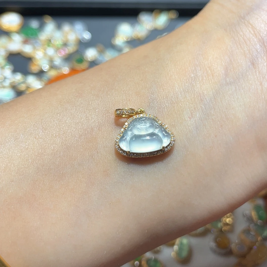 翡翠颈饰18K金镶嵌侯**～