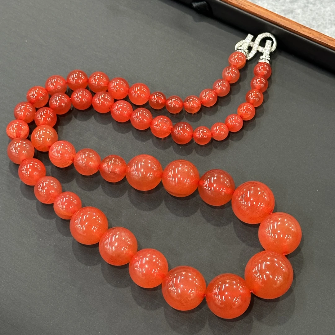 收藏品P  毕业级稀缺满油润红色料+核雕 DIY串珠