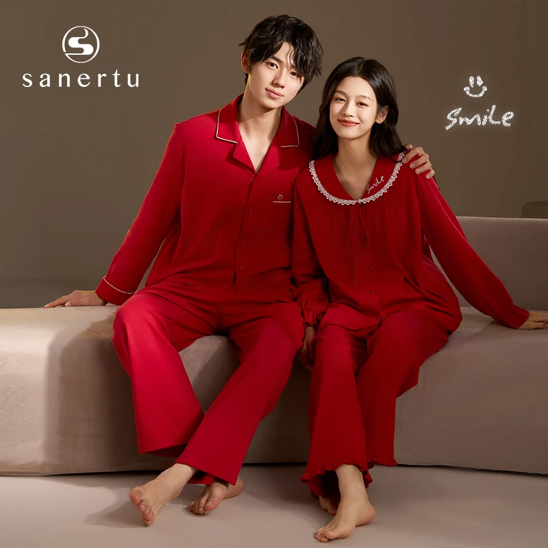 【浪漫不止】【7A类纯棉】秋季情侣款长袖可外穿棉双层纱家居服套装