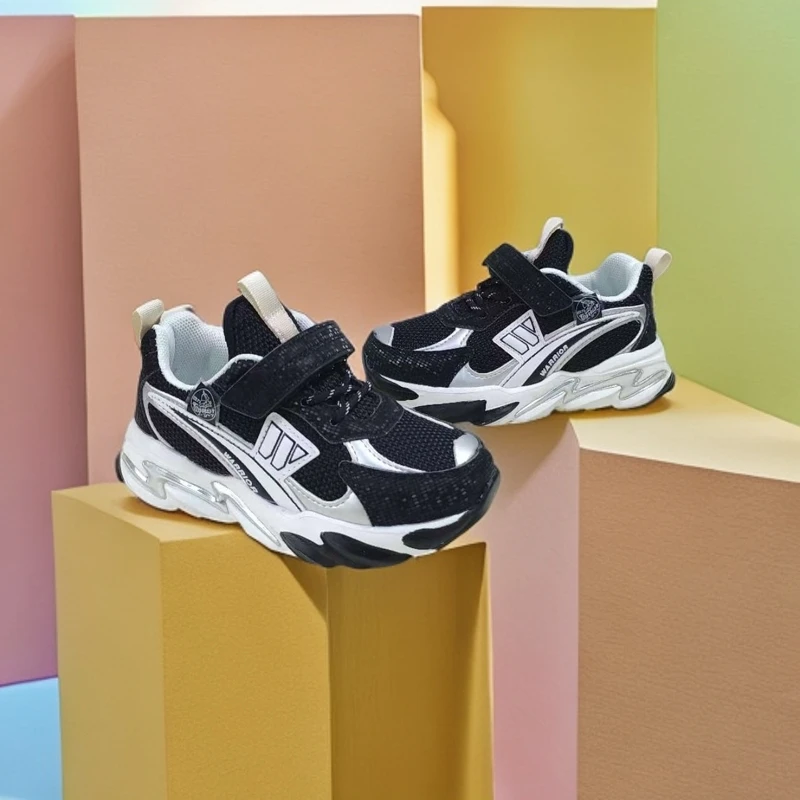 Warrior/回力242秋季款双网魔术贴老爹鞋儿童软底轻便运动鞋A-9