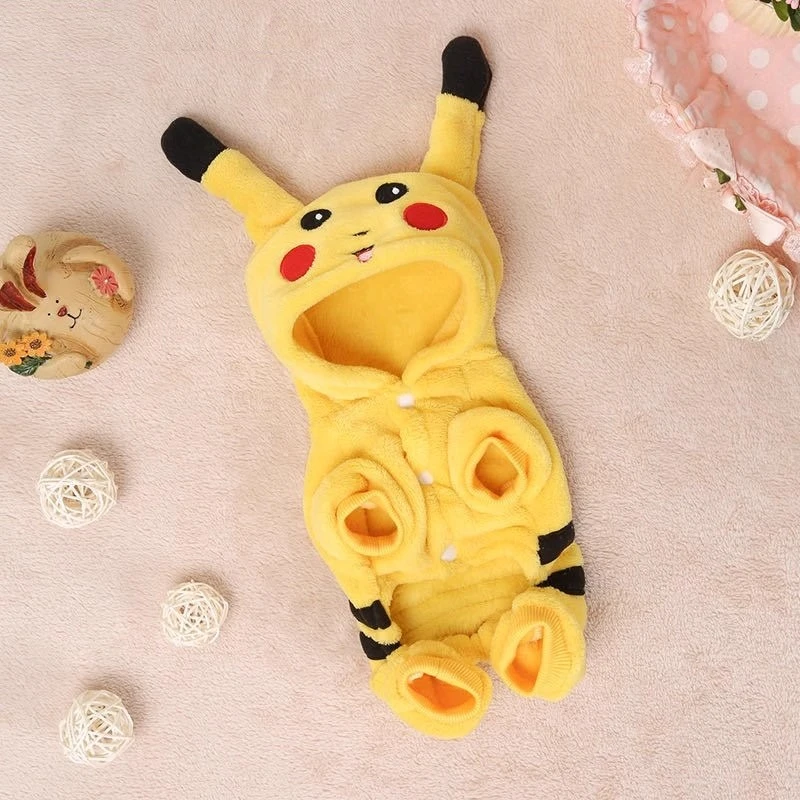 狗狗衣服秋冬装皮卡丘变身装可爱潮款四脚衣带帽泰迪博美宠物服装