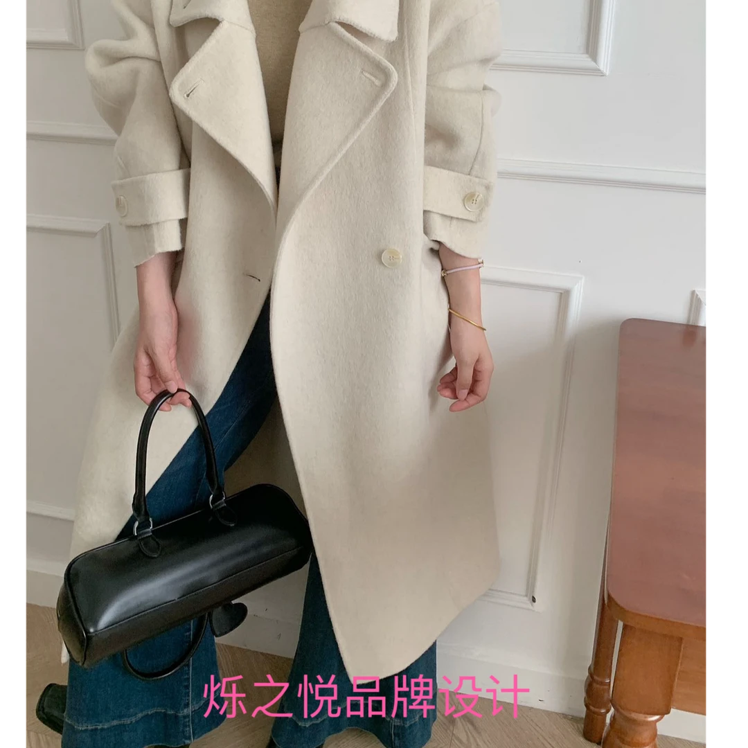 新立领长款双排扣大衣661525