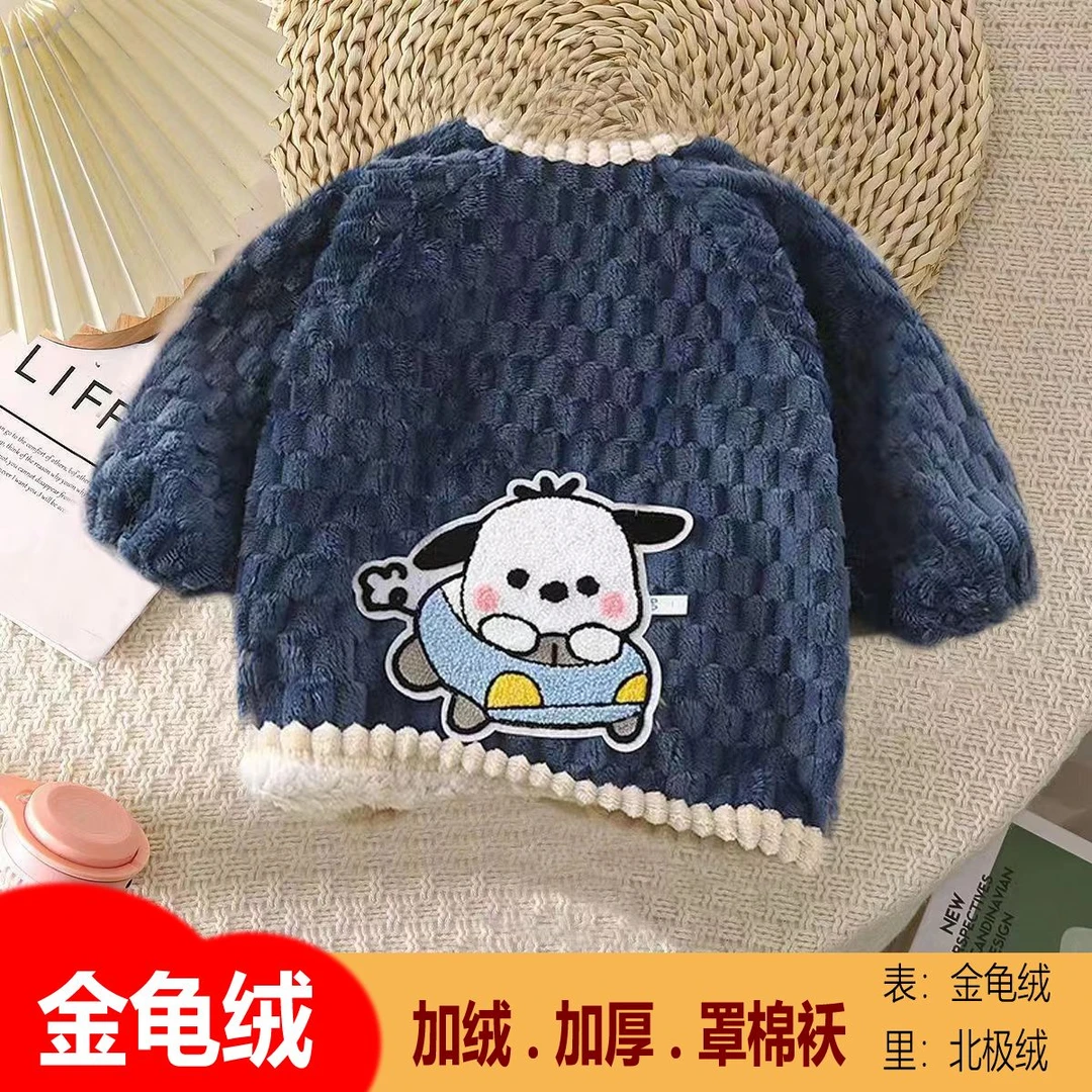 新品加绒反穿衣保暖宝宝罩衣冬季外穿罩褂秋冬季儿童加厚罩衣耐脏