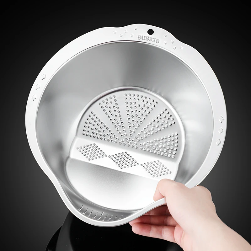 食品级316不锈钢洗菜盆沥水篮漏盆洗米筛淘米盆滤水篮漏筛漏筐盆