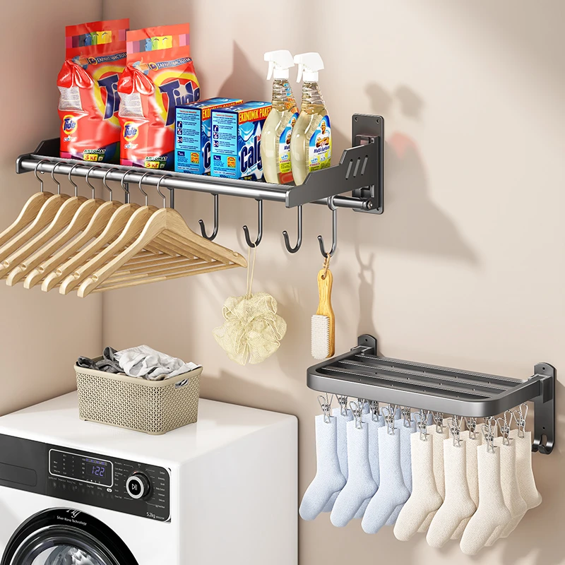 阳台洗衣机置物架壁挂免打孔卫生间洗衣池上方洗衣液衣架收纳架子