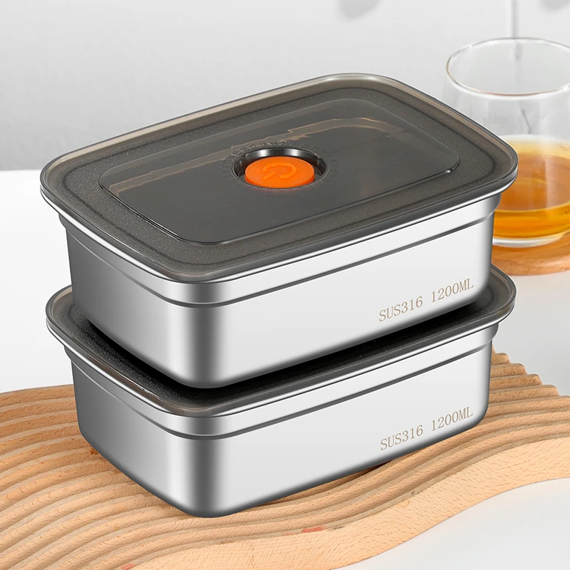 316不锈钢食品级保鲜盒方盒带盖饭盒料理餐盒打包盒便当盒密封盒