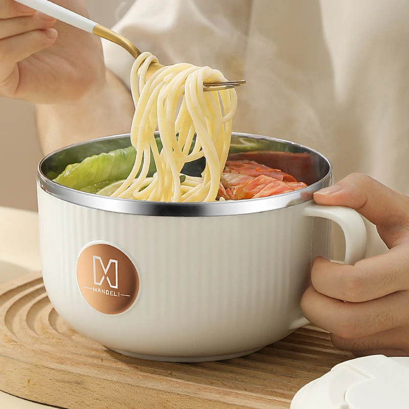 不锈钢泡面碗带盖碗家用打饭碗宿舍学生吃饭盒大容量方便面碗神器
