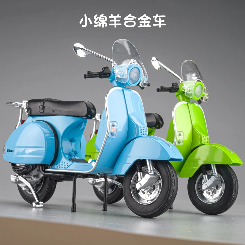复古小绵羊摩托车模型机车男生礼物仿真合金儿童玩具汽车可爱摆件
