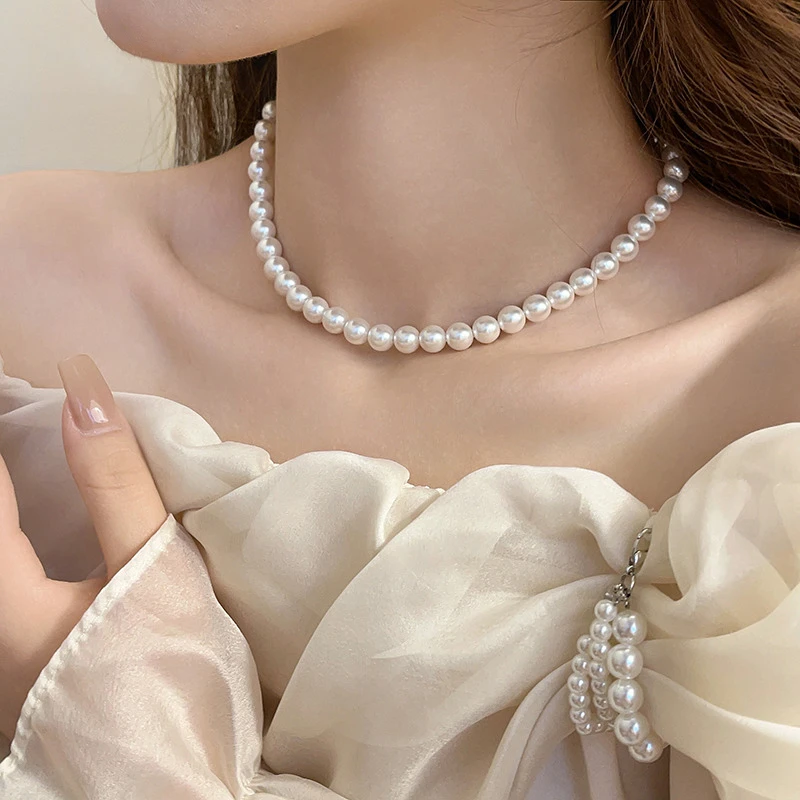 钛钢项链 施家倪妮珠珠项链女毛衣链锁骨链高档颈链2025新款爆款