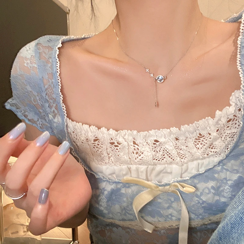 钛钢项链 星球四芒星项链女小众高端轻奢锁骨链时尚气质温柔颈链