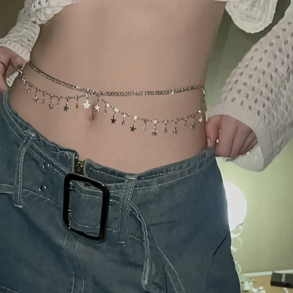 钛钢项链 闪钻腰链女配饰夏季装饰性感身体链条配连衣裙子腰带女