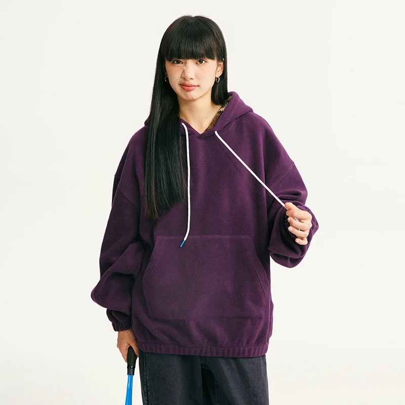 淮木HUAIMU冬季重磅连帽登山绒运动卫衣男女复古户外宽松百搭外套