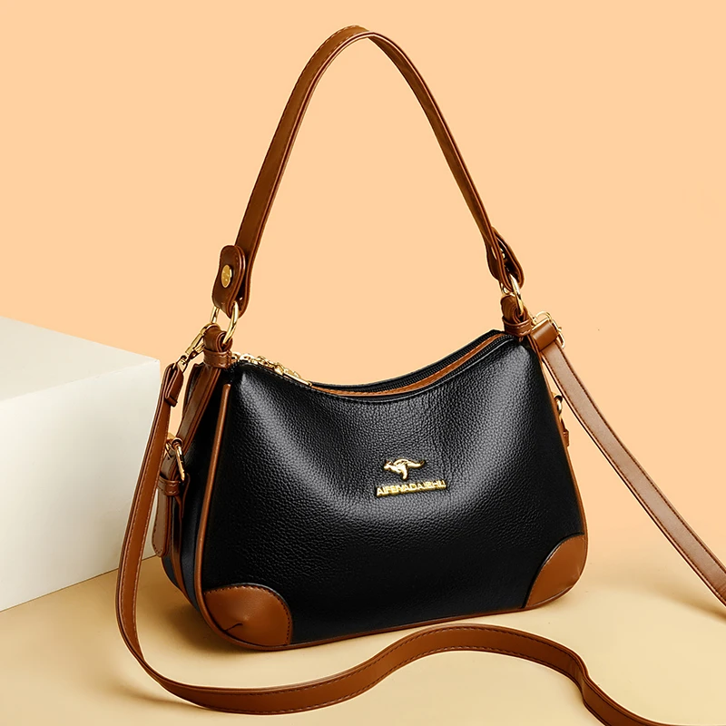 爆款真皮单肩包时尚百搭真皮中年妈妈包中老年休闲斜跨女士包包