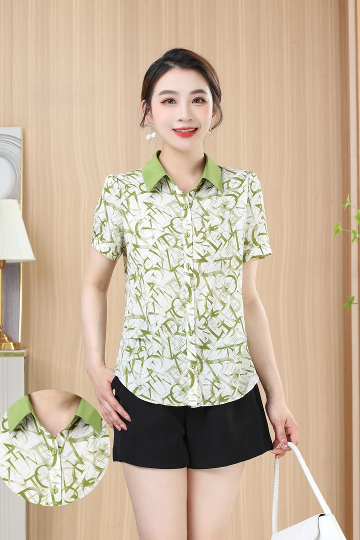 【QX110】夏季妈妈装洋气短袖女中老年时尚短袖休闲上衣女