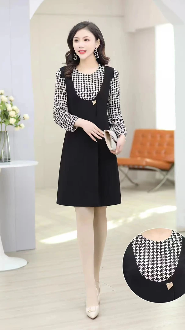 【QM149】秋冬新款长袖时尚显瘦气质中长款中长款针织连衣裙女