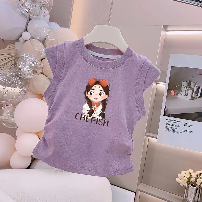 2025新款儿童外穿卡通背心女童百搭洋气无袖上衣宝宝夏季时髦衣服