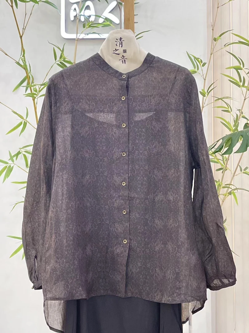 【麻婆心-伊斯坦布尔】提花苎麻设计师高级uma百搭衬衫纯色服饰