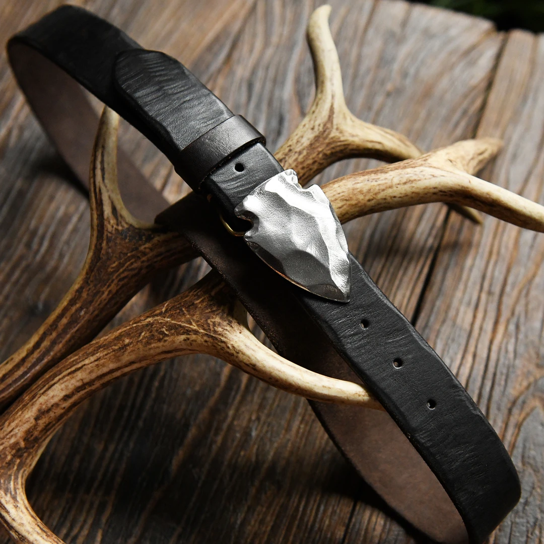 新款美式复古纯手工真皮皮带工装牛仔裤头层牛皮做旧男款腰带个性