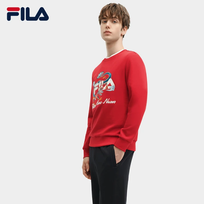 【龙年限定】FILA拜年男子款卫衣2024春季刺绣休闲运动 F11M419215F