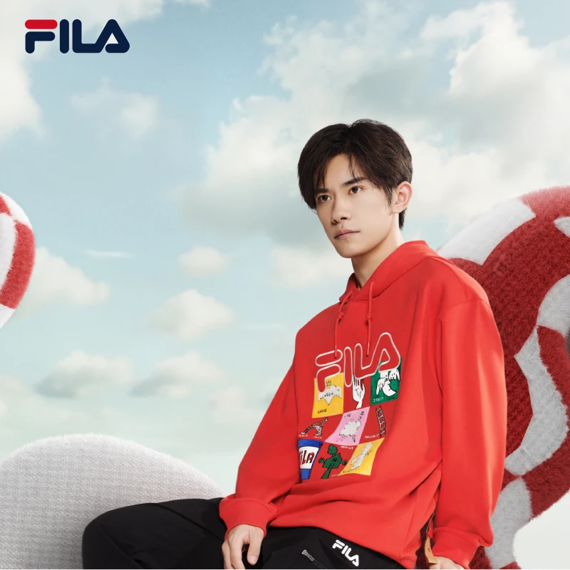 【易烊千玺同款】斐乐情侣款连帽卫衣25春新款针织长袖F11U519204F