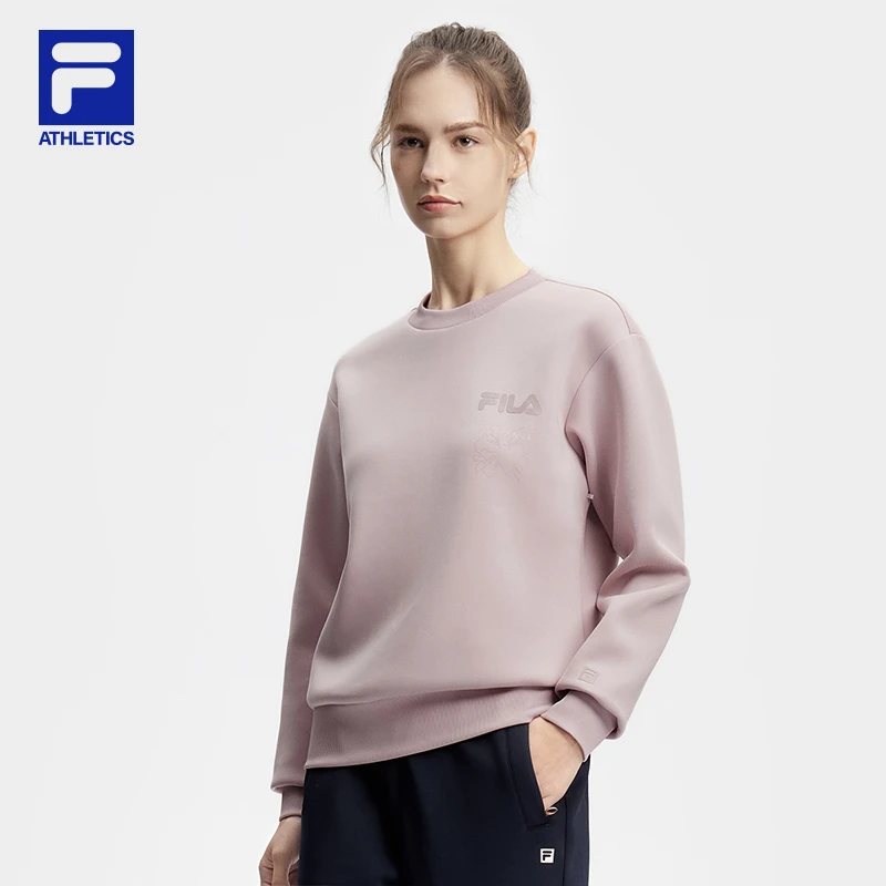 斐乐欧若风女子针织上衣2024春新款满印运动T恤长袖A11W411209F